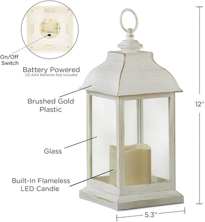 6PCS LED Decorative Lanterns, Kate Aspen White Vintage Rustic Home Décor Lantern Tabel Centerpiece for Wedding, Bridal Shower, Anniversary Party - Manchester