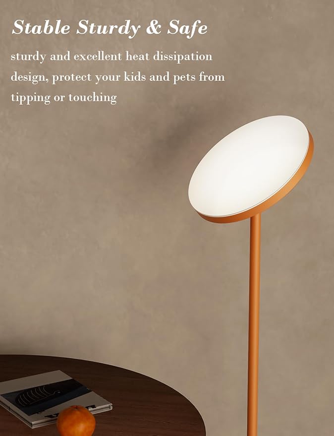 OHLUX Orange Floor Lamp, 32W/2500LM Super Bright Dimmable Sky LED Modern Torchiere Standing Lamp, LED Floor Reading Lamp with 4 Color Temperatures, Remote Touch Control, 1 Hour Timer for Living Room