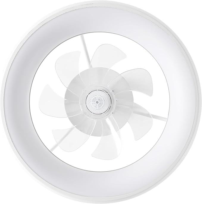 Oval AIR Loren 20" Small Smart Ceiling Fan with Light, Semi Flush Mount, Quiet 6-Speed Reversible Motor, Dimmable LED, Adjustable CCT, App & Remote Control, Minimalist, White AIR8002D