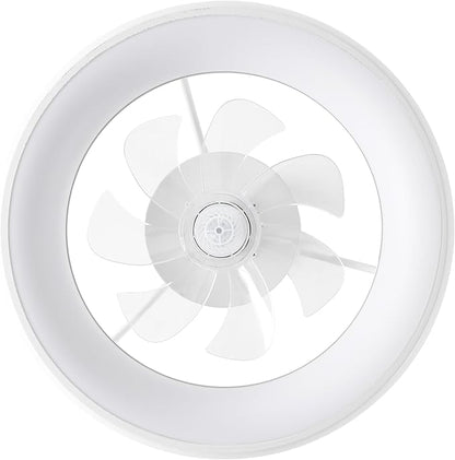 Oval AIR Loren 20" Small Smart Ceiling Fan with Light, Semi Flush Mount, Quiet 6-Speed Reversible Motor, Dimmable LED, Adjustable CCT, App & Remote Control, Minimalist, White AIR8002D
