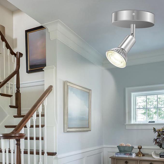 1 Light Track Lighting Spotlight, Flexible Track Lighting Fixture Ceiling, Track Light Ceiling with GU10 Base for Exhibition Hall, Corridor (Bulbs Not Included)
