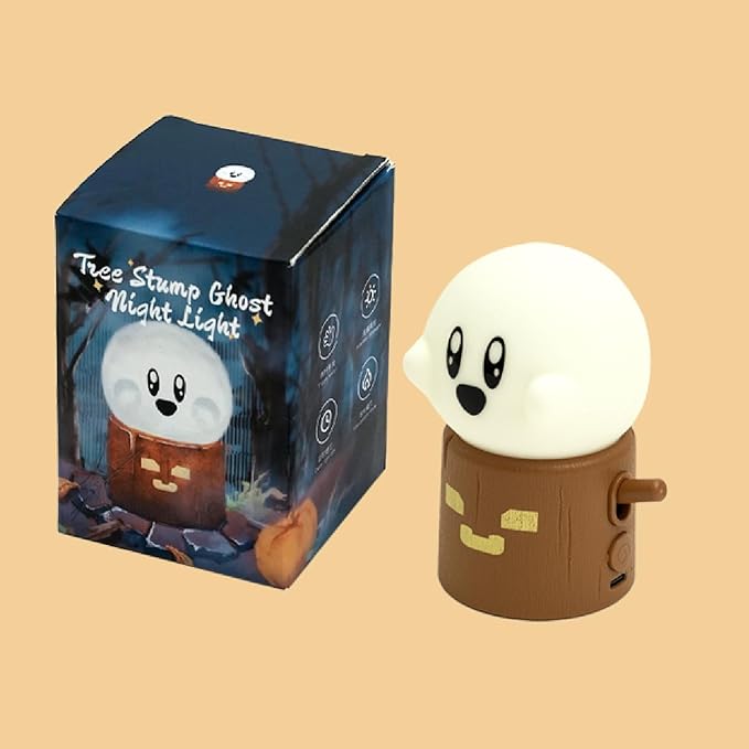 Deogos Ghost Campfire Night Light, Small Ambient Lamp, Cute Night Light, 2 Modes/Rechargeable/Cordless/Dimmable Brightness, Warm Lamps for Kids Sleep Buddy, Work/Study Buddy, Gift