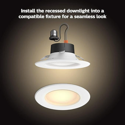 Philips Hue Smart Retrofit Recessed Lighting 4 inch - White Ambiance Warm-to-Cool White Light - 1 Pack - 850LM - Indoor - Control with Hue App - Works with Alexa, Google Assistant and Apple Homekit