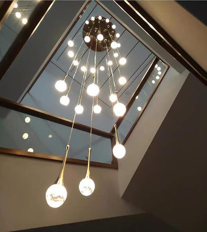 ykolupty H150 Spiral Chandelier Lighting Modern Gold Chandelier Light Fixture for Foyer Hallway Crystal Chandeliers for High Ceilings Suitable for Sloping Ceiling 2700-6000k Dimmable