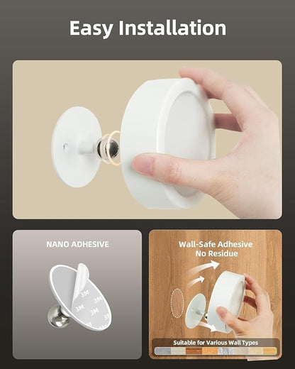 EZVALO LED Wall Mounted Light, 3000mAh Rechargeable Cordless Wall Sconce, Dimmable with Remote & Touch Control, 3 Color Temps, 360° Rotatable for Bedroom, Bedside, Reading(White, 3Pack)