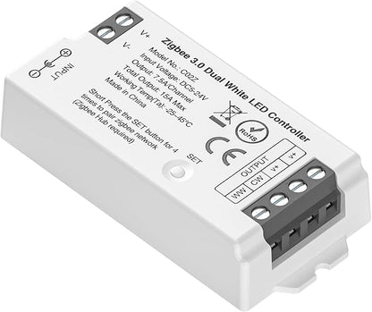 BTF-LIGHTING Tuya Zigbee 3.0 C02Z LED Controller Support CCT 3 pin (+V CW WW) PWM FCOB COB SMD Light Strip Compatible with Echo Plus/4th Gen Philip Gateway DC5V/DC12V/DC24V Max 15A