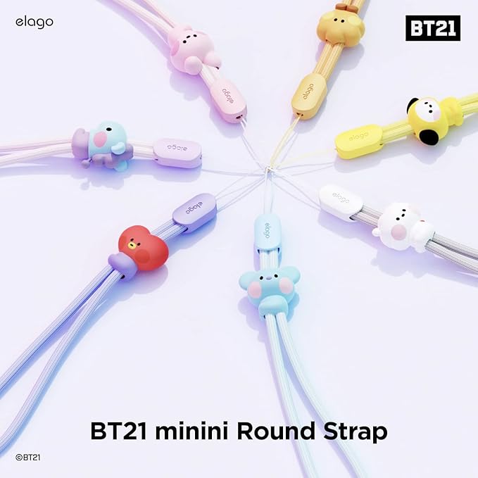 elago | LINE FRIENDS BT21 [OFFICIAL MERCHANDISE] Lanyard Wrist Strap, phone charm, keychain, Anti drop, Adjustable Button