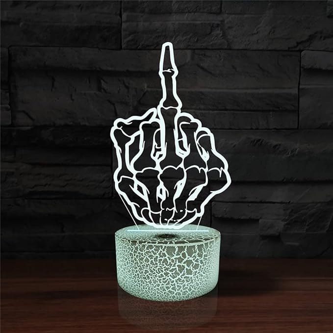 Middle Finger Night Light,16 Colors Remote Control & Smart Touch Dimmable 3D Illusion Bedside Lamp,Bedroom Decoration Birthday Christmas Toy Gift for Kids Boys Girls Friends