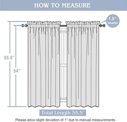 Gwine Charcoal Grey Sheer Curtain 54 Inch Length for Living Room 2 Panels, Light Filtering Leaf Jacquard Clip Textured Curtains for Bedroom, Soft Airy Farmhouse Rod Pocket Window Curtain, 42" Wx54 L