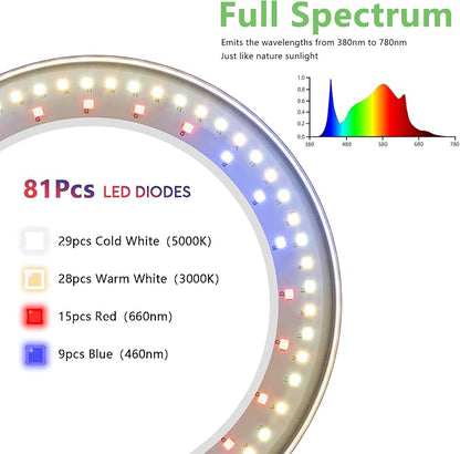 Grow Light for Indoor Plants, Full Spectrum LED Tall Plant Lights with Timer, Standing Floor Growing Lamp, Height Adjustable for Large Plants (White)