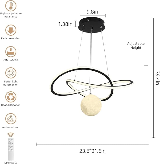 My Precious Modern LED Chandeliers, Chandelier for Living Room with Remote Control, Dimmable Pendant Lights with Mappable Lighting, High Ceiling Hanging Restaurant LED Chandelier for Dining Room