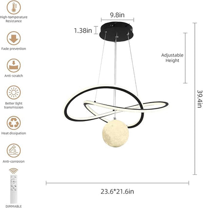 My Precious Modern LED Chandeliers, Chandelier for Living Room with Remote Control, Dimmable Pendant Lights with Mappable Lighting, High Ceiling Hanging Restaurant LED Chandelier for Dining Room