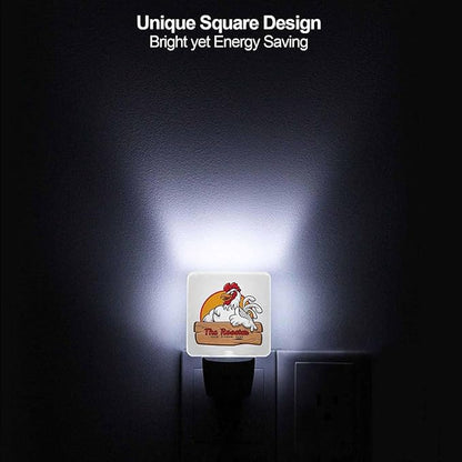 LED Night Light Plug into Wall with Dusk to Dawn Light Sensor White Energy Efficient Happy Cartoon Rooster Giving Thumbs Up Nightlight for Bedroom Bathroom Hallway Living Room Kitchen