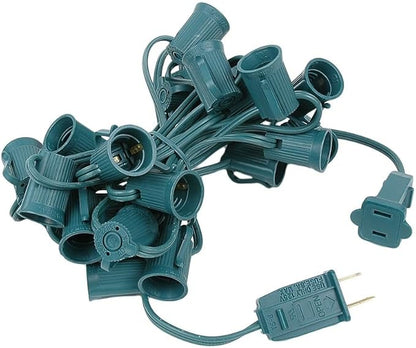 Novelty Lights 12.5 Foot String Light Set - Indoor/Outdoor Stringer for Christmas, Wedding Decor, Patios, & More - C9/E17 Intermediate Base (White Wire, 6" Spacing)