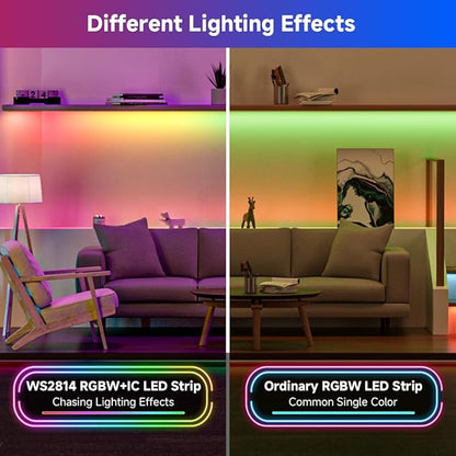 BTF-LIGHTING WS2814 IC RGBW RGB+Cool White(Similar WS2812B),Addressable DC12V 16.4FT 84LED/m 28pixel/m,UL Listed,4 Colors in 1 Dream Color LED Strip 12mm Width PCB IP65(No Adapter or Controller)