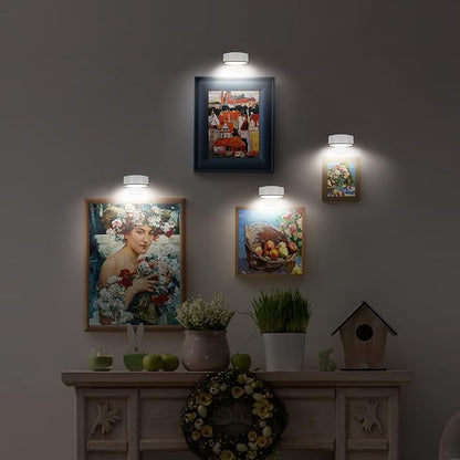 Arixinks 3Pcs Battery Picture Lights, Remote Painting Light for Art Disaplay,Magnetic Wall Picture Light Up/Down Light,Dimmable & Timer, 200LM 3 Lighting for Gallery Dartboard Frame Pictures