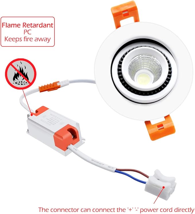 2 Inch Eyeball Gimbal LED Recessed Lighting Dimmable Downlight, 3W (35W Halogen Equivalent) Adjustable Spotlight, 2700K Ultra Warm White, CRI80, Ceiling Light with LED Driver (4 Pack)