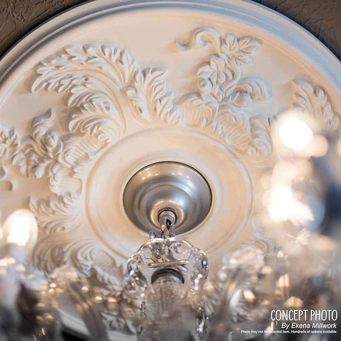 Ekena Millwork CM33LEPLS Leandros Ceiling Medallion, Platinum, 33 1/8"OD x 3 1/2"ID x 1 3/8"P