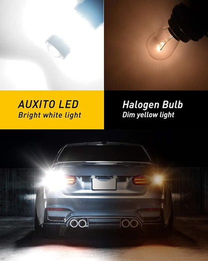 AUXITO 3157 LED Bulbs Reverse Lights, Super Bright 3056 3156 3057 4157 LED Bulbs with Projector for Reverse Back Up Lights Tail Brake Signal Parking License Plate Lights, 6000K White