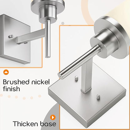 Bathroom Light Fixtures Brushed Nickel Vanity Lights with White Frosted Glass Shade, Wall Lamp for Mirror Kitchen Bedroom Living Room Porch T001BR-L1