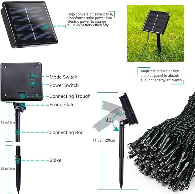 Joomer Solar Christmas Lights, 2 Pack Total 144 FT 400 LED 8 Modes Waterproof Solar String Lights Outdoor Auto ON/Off for Patio, Tree, Garden, Christmas Decorations (Multicolor)