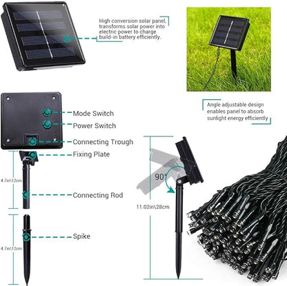 Joomer Solar Christmas Lights, 2 Pack Total 144 FT 400 LED 8 Modes Waterproof Solar String Lights Outdoor Auto ON/Off for Patio, Tree, Garden, Christmas Decorations (Multicolor)