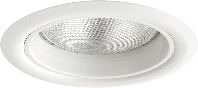 Globe Electric 90671 5" Rust Proof Indoor/Outdoor Ridged Baffle Round Trim Recessed Lighting Kit, White, Easy Install Push-N-Click Clips, 4.5" Hole Size, Dimmable, Porch Light, Bulb Not Included
