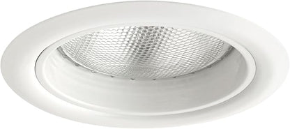 Globe Electric 90671 5" Rust Proof Indoor/Outdoor Ridged Baffle Round Trim Recessed Lighting Kit, White, Easy Install Push-N-Click Clips, 4.5" Hole Size, Dimmable, Porch Light, Bulb Not Included
