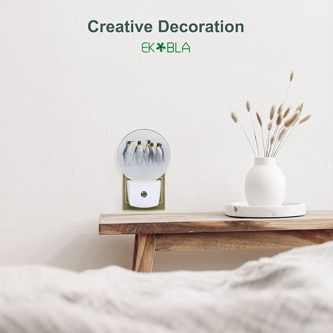 EKOBLA Penguin Plug-in Night Light, Cute South Pole Ice Animal LED Nightlight with Auto Sensor for Bedroom, Bathroom & Hallway