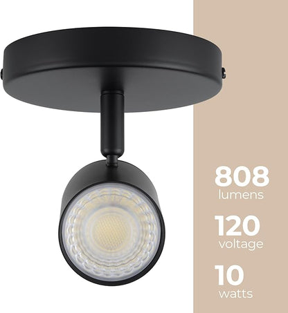 Amped Collection LED 10W 808 Lumens Adjustable Monopoint 5-CCT Selectable with Canopy for Junction Box in Black