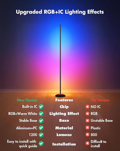 LED Corner Floor Lamp, 2-Pack Smart RGB Corner Lamp with APP & Remote Control, Floor Lamp Dimmable with 16 Million Colors, Music Sync, Standing Lamps for Living Room, Bedroom
