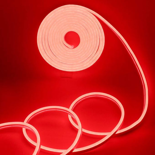 YM E-Bright Red Led Neon Strip Light Without Power Supply, 12V Silicone Indoor Outdoor 16.4Ft 600SMD Waterproof Flexible for Signboard Bar Home TV Kitchen Bedroom Party Holiday Decoration