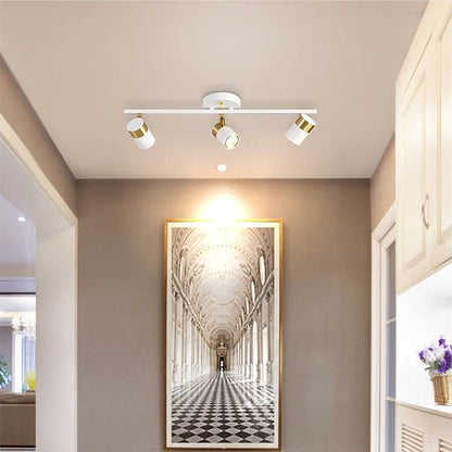 White 3 Lights Track Lighting Fixtures, LED Track Lighting with Rotatable Light Head & GU10 Bulbs, Ceiling Spotlight Fixtures for Farmhouse Garage Basement Shower