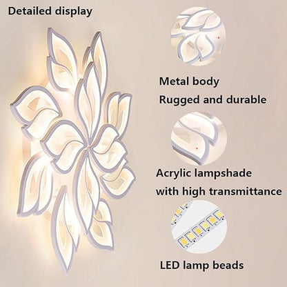 Modern LED Ceiling Light Fixture Flush Mount Chandelier Ceiling Lapm with 12-Leaf Dimmable Remote Control Ceiling Lights for Living Room Dining Room Bedroom
