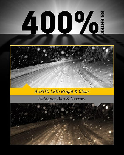 AUXITO 5202 H16 LED Fog Light Bulbs, 6500K Cool White, 400% Brightness CSP Chips, 5201 PS19W PS24W 9009 12085 Halogen Bulb DRL Replacement for Sierra Silverado Yukon Tahoe Canyon, 2Pack
