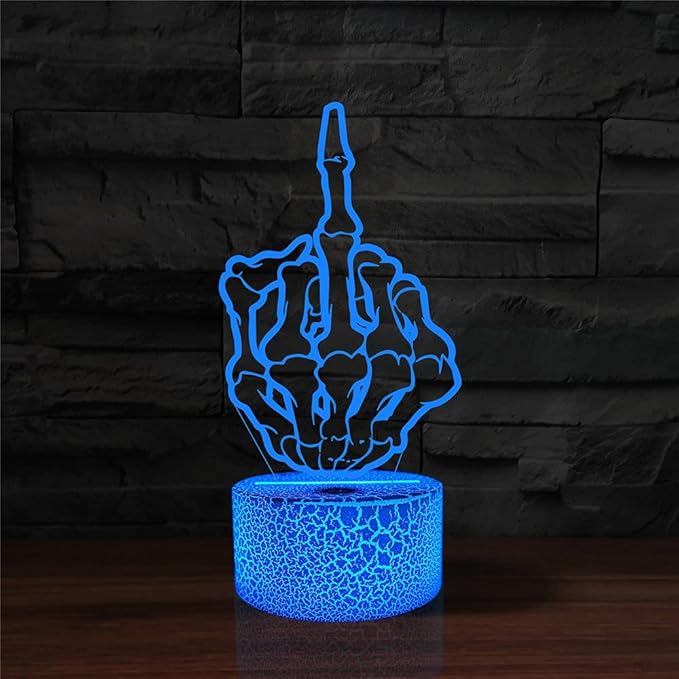 Middle Finger Night Light,16 Colors Remote Control & Smart Touch Dimmable 3D Illusion Bedside Lamp,Bedroom Decoration Birthday Christmas Toy Gift for Kids Boys Girls Friends
