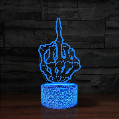 Middle Finger Night Light,16 Colors Remote Control & Smart Touch Dimmable 3D Illusion Bedside Lamp,Bedroom Decoration Birthday Christmas Toy Gift for Kids Boys Girls Friends