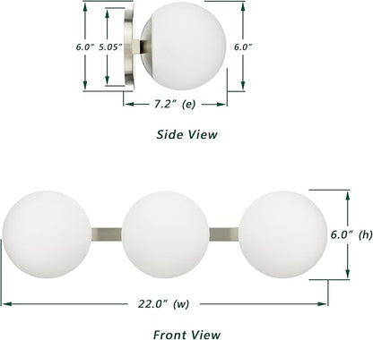 Bathroom Vanity Light Fixtures, Modern 3 Lights Globe Wall Sconce Lighting Brushed Nickel, Porch Wall Mount Light Fixture for Bathroom, Mirror Cabinets Hallway Stairs