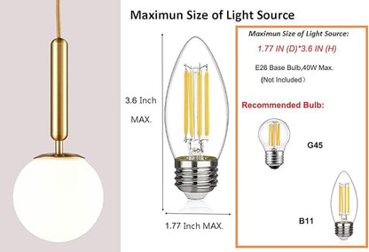 DIRYZON Brass Pendant Lights Kitchen Island Set of 2,Modern Hanging Light Fixture Globe Pendant Lighting with Milk Glass,Adjustable Height
