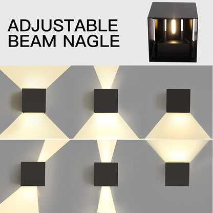 Mille Lucciole 20W 2Pack Outdoor Wall Lights Exterior/Interior,LED Black Outdoor Wall Sconces Light Fixtures Modern,IP65 Waterproof Square Aluminum Wall Lamps, Up and Down Lights 3000K Warm Lights