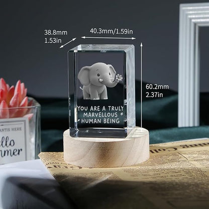 Elephant Gifts for Women, Friendship Gifts for Women Best Friends Sisters, Birthday Gift, 3D Elephants Decor Crystal Figurine Night Light