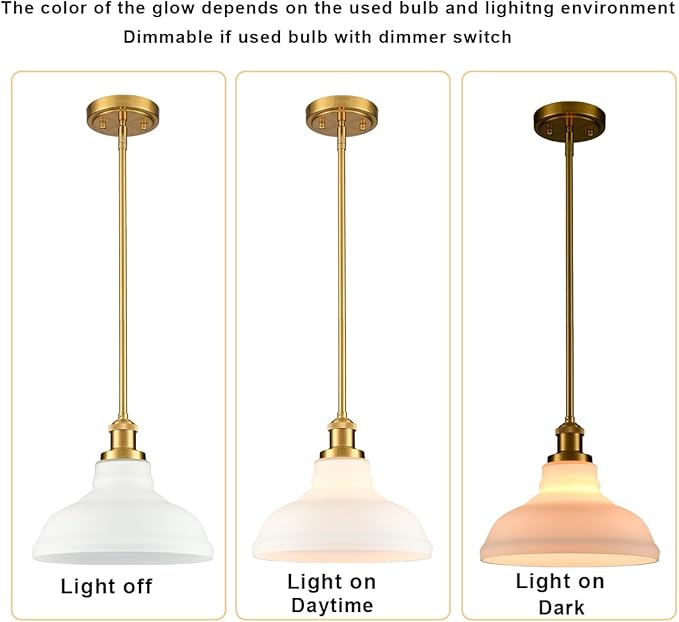 HOLKIRT Modern Pendant Light Fixtures Gold Pendant Lights Kitchen Island Hanging Lights for Bedroom Dining Room Bathroom with Dome Opal Glass,Adjustable Height