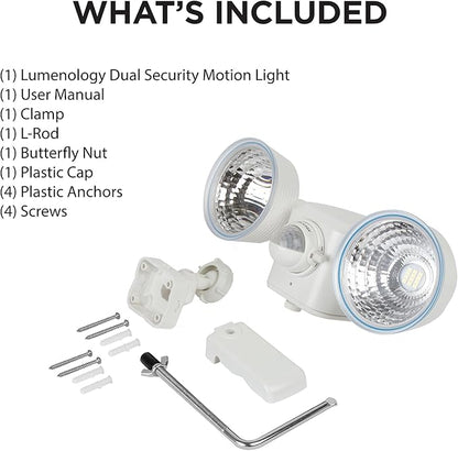 Limitless Innovations Lumenology Dual Security Motion Sensor Spotlights with Adjustable Heads and Sensitivity - Ultra-Bright 1,000 Lumen LED Flood Light - Waterproof/Outdoor (White)