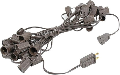 Novelty Lights 25 Foot String Light Set - Indoor/Outdoor Stringer Set for Christmas, Wedding Decor, Patios, & More - C9/E17 Intermediate Base (Brown Wire, 12" Spacing)