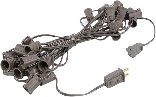 Novelty Lights 25 Foot String Light Set - Indoor/Outdoor Stringer Set for Christmas, Wedding Decor, Patios, & More - C9/E17 Intermediate Base (Brown Wire, 12" Spacing)