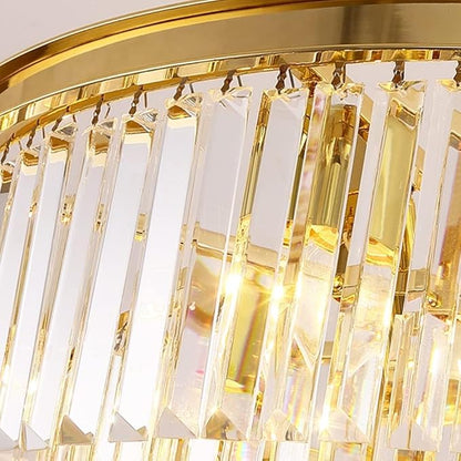 Gold Crystal Chandeliers Modern Contemporary Ceiling Lights Fixtures 33 inch Diameter Polished Gold 8 Lights