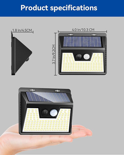 Peasur 140LED Solar Powered Lights Outdoor Waterproof, 3 Packs Motion Sensor Light Ultra-Bright, 3 Modes Fence Security Lighting for Outside Yard Wall Deck Step Garden(Cool White)
