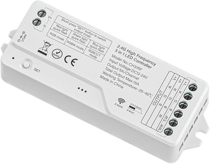 BTF-LIGHTING CH31RF 2.4GHz RF RGB Controller 20kHz High Frequency PWM Silent No Humming Flicker-Free Dimmer for RGB RGBW RGBCCT LED Strips with Tuya Gateway(GW01W) Alexa Smart Life App (No Remote)