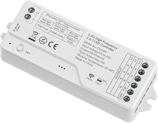 BTF-LIGHTING CH31RF 2.4GHz RF RGB Controller 20kHz High Frequency PWM Silent No Humming Flicker-Free Dimmer for RGB RGBW RGBCCT LED Strips with Tuya Gateway(GW01W) Alexa Smart Life App (No Remote)