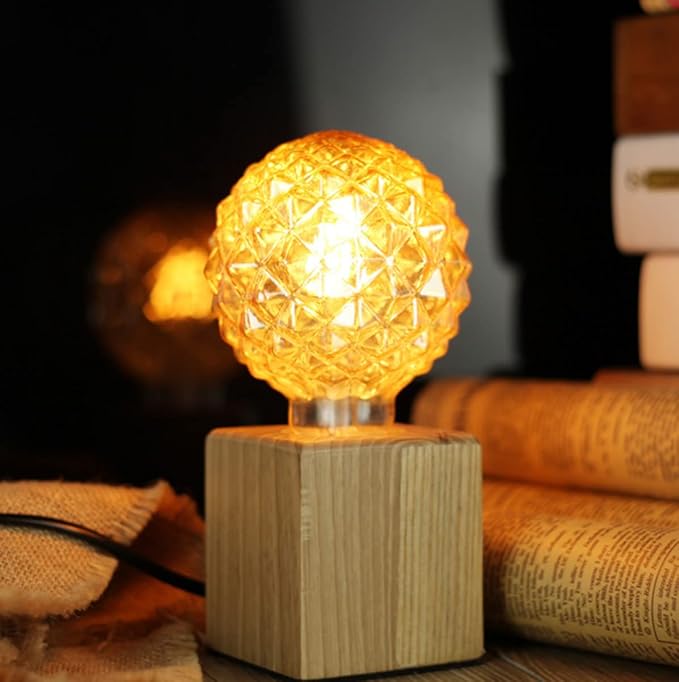 Lxcom Lighting G95 LED Pineapple Bulb Retro Edison Lamp 4W 2700K Warm White Light Not Dimmable 40W Equivalent Amber Glass Lamp, E26 Base, Suitable for Bedrooms, Restaurants, Cafes, Pack of 2